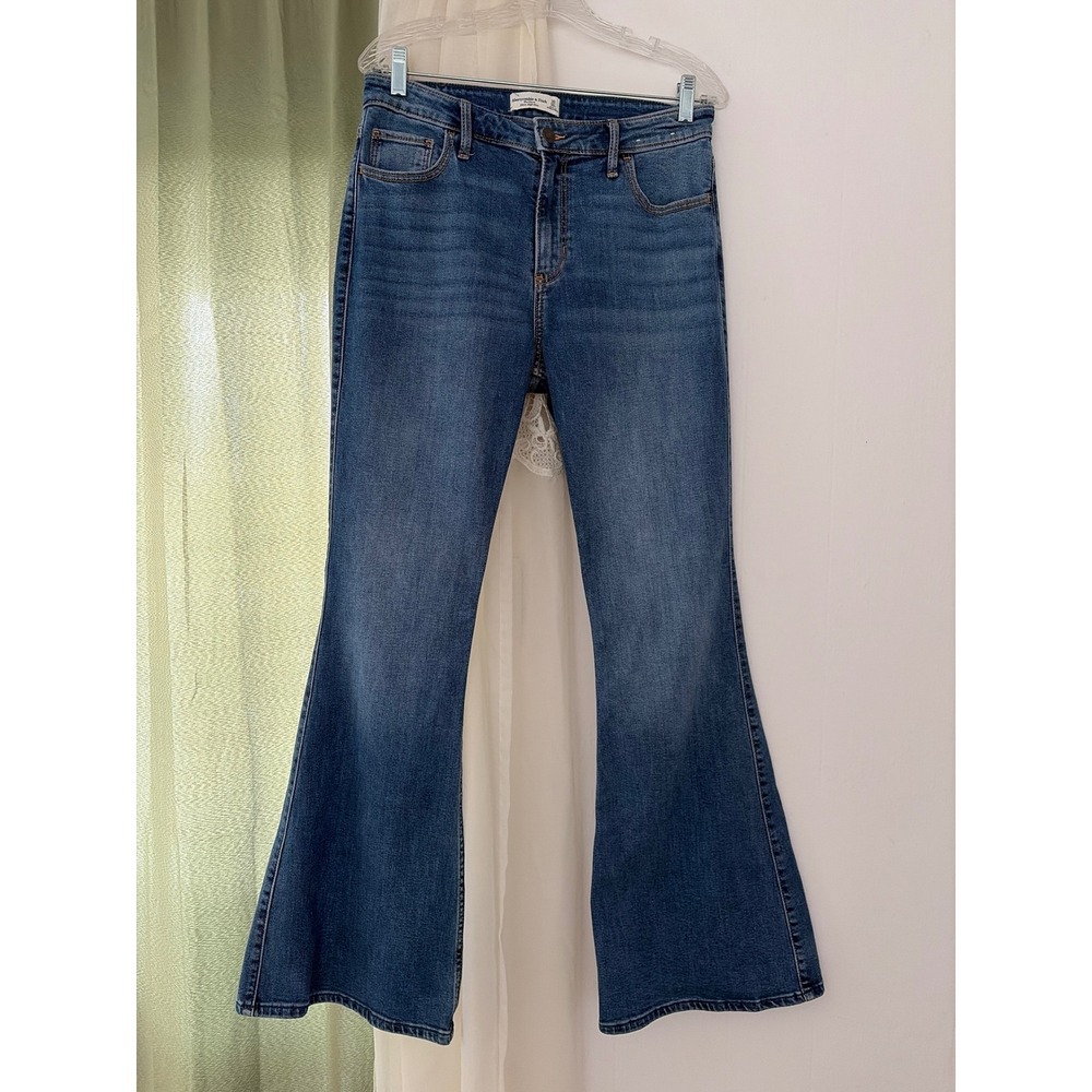 Abercrombie & Fitch Flare Jeans Women 10R Blue Excellent Ultra High Rise 30